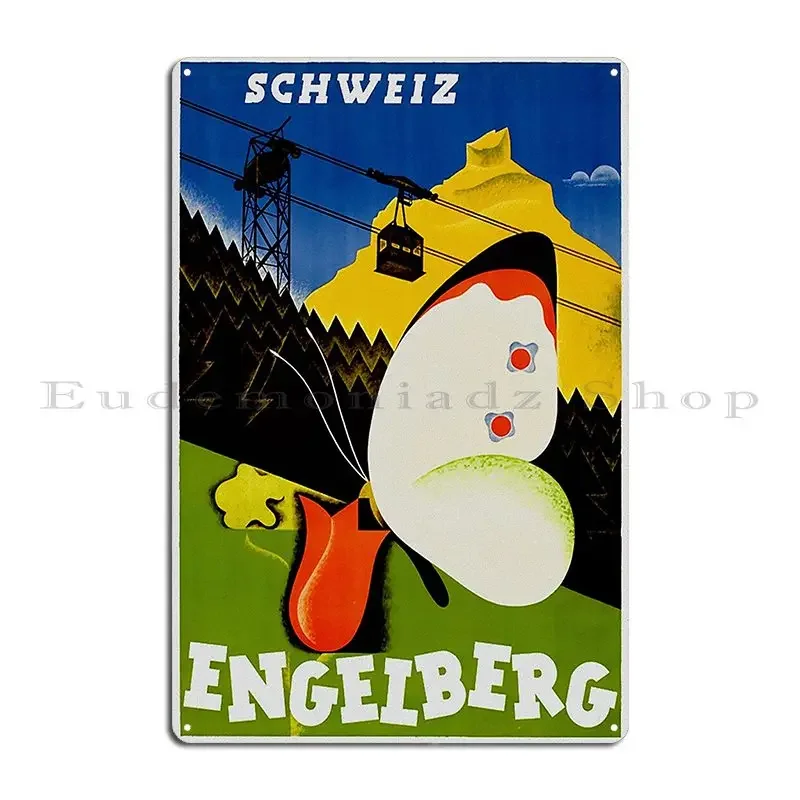 Vintage Engelberg Switzerland Travel Metal Plaque Wall Decor Printing Wall Decor Home Cinema Tin Sign Poster