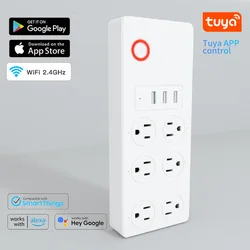 Tuya WiFi Smart Power Strip US Plug without/with Power Monitor Surge Protector Extension Cord for Alexa Google Home Appliance