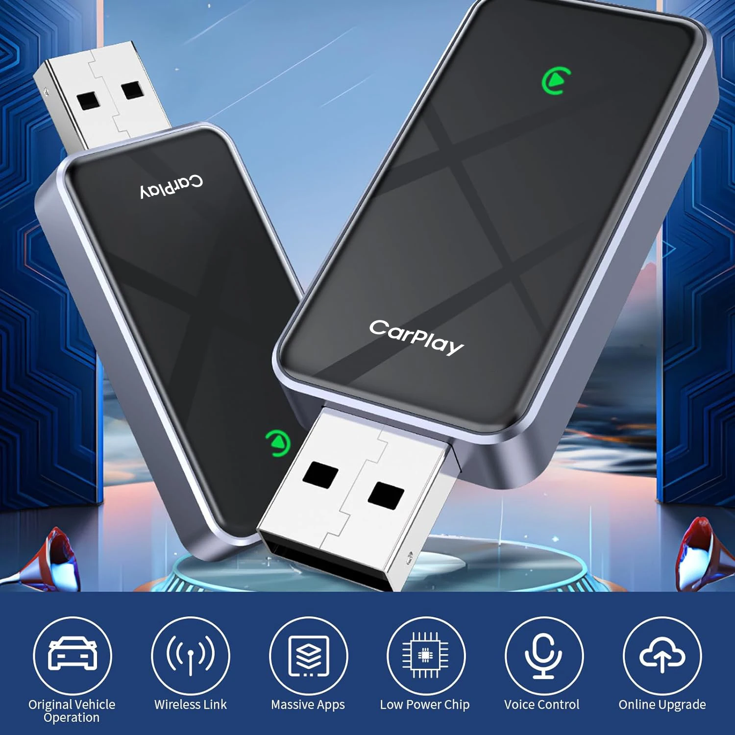 Wireless CarPlay Adapter Super Mini DIY Compact Support IOS 11/12/13 Built-in WiFi Bluetooth Voice Control Split Screen