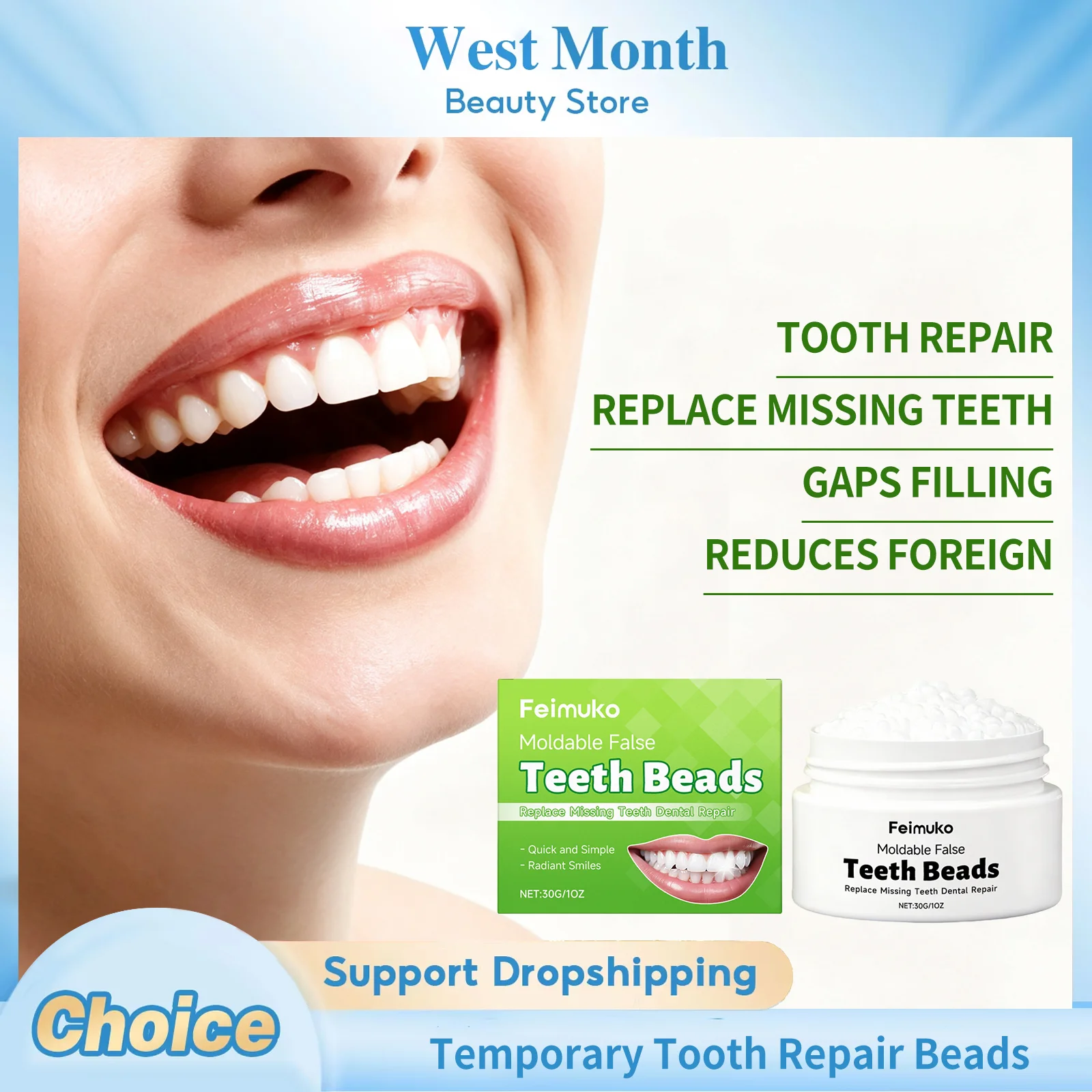 Temporary Tooth Repair Tooth Beads Replace Missing Teeth Gaps Filling Reduces Foreign Natural Look Comfortable Dental Adhesive