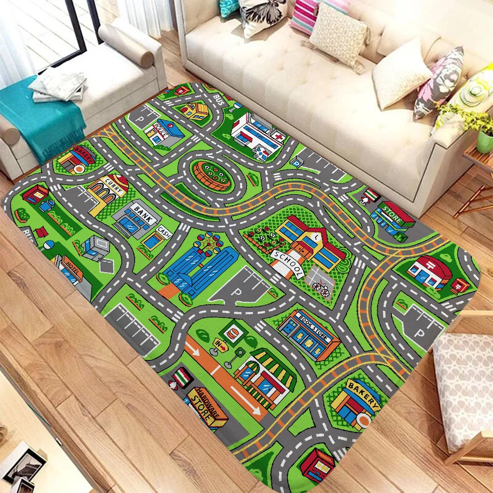 City Road Cartoon Entrance Door Doormat Balcony Bedrooom Carpet for Kitchen Bath Mat Room Mats Rugs Super Absorbent Bathroom Rug