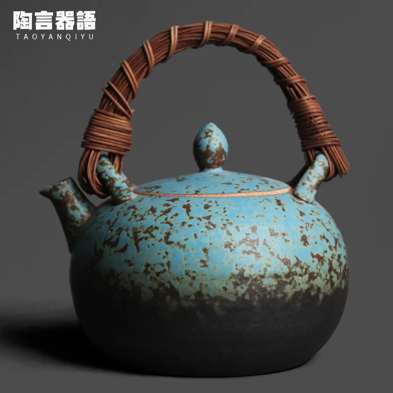 

Gradual blue cane handle ceramic boiling water teapot natural gas charcoal thermal power boiler coffee milk tea single pot