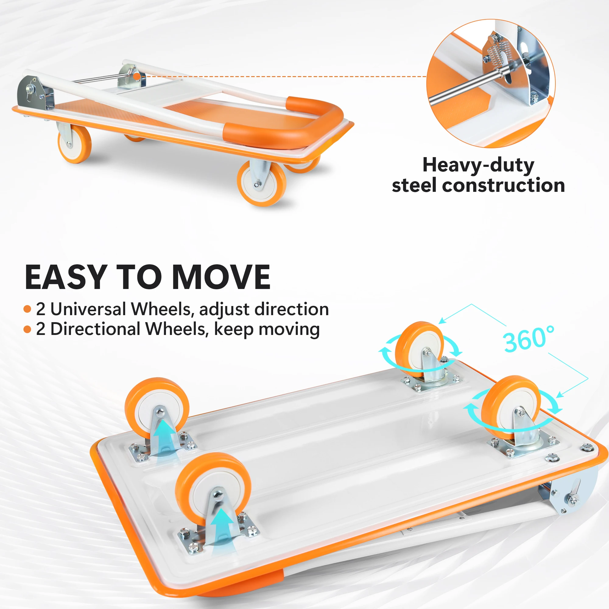 Carrello a spinta pieghevole Dolly - 660 Lb. Camion a mano con piattaforma mobile per carichi pesanti di capacità-carrelli a pianale ripieganti e rotanti