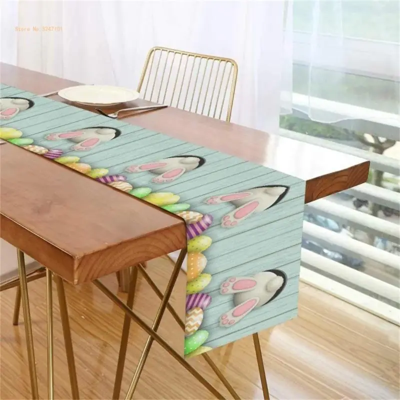 Colorful Holiday Table Runner Easter Eggs Lovely Rabbit Table Runner Table Decor Dropship