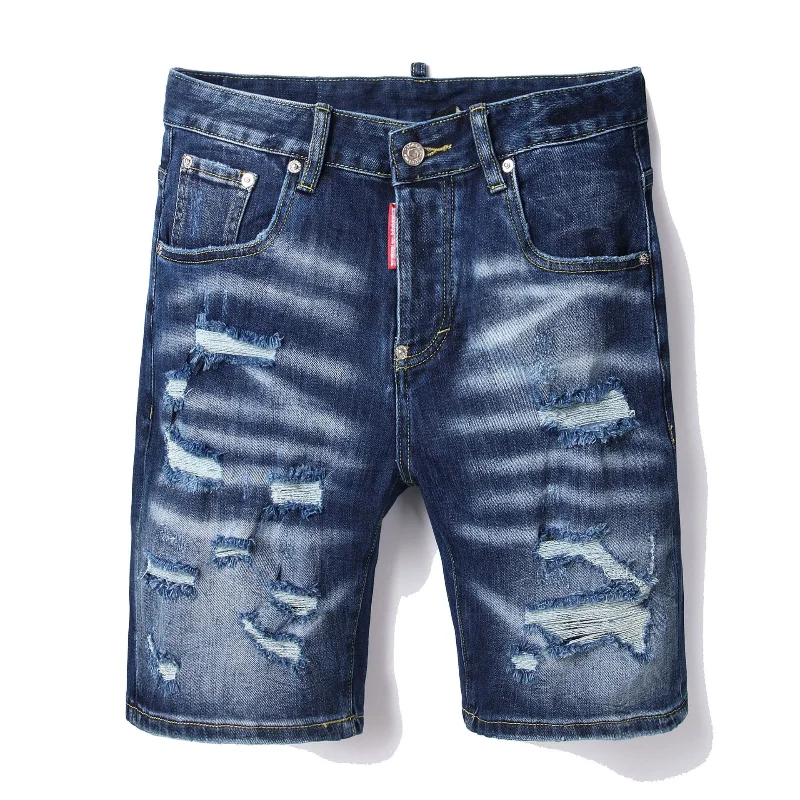 

New Summer Male Italian High Street Style Denim Jeans Shorts Men Light Blue Straight Denim Shorts Jeans Fashion Casual Jeans 42