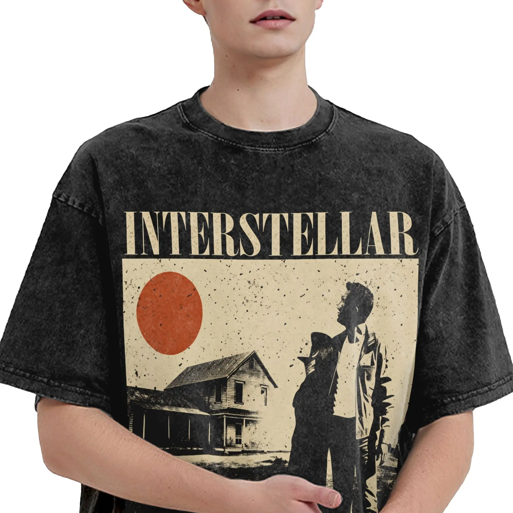 Limited Interstellar Vintage T-Shirt for Men  Vintage 100% Cotton Tees O Neck Short Sleeve T Shirt Adult Clothing,