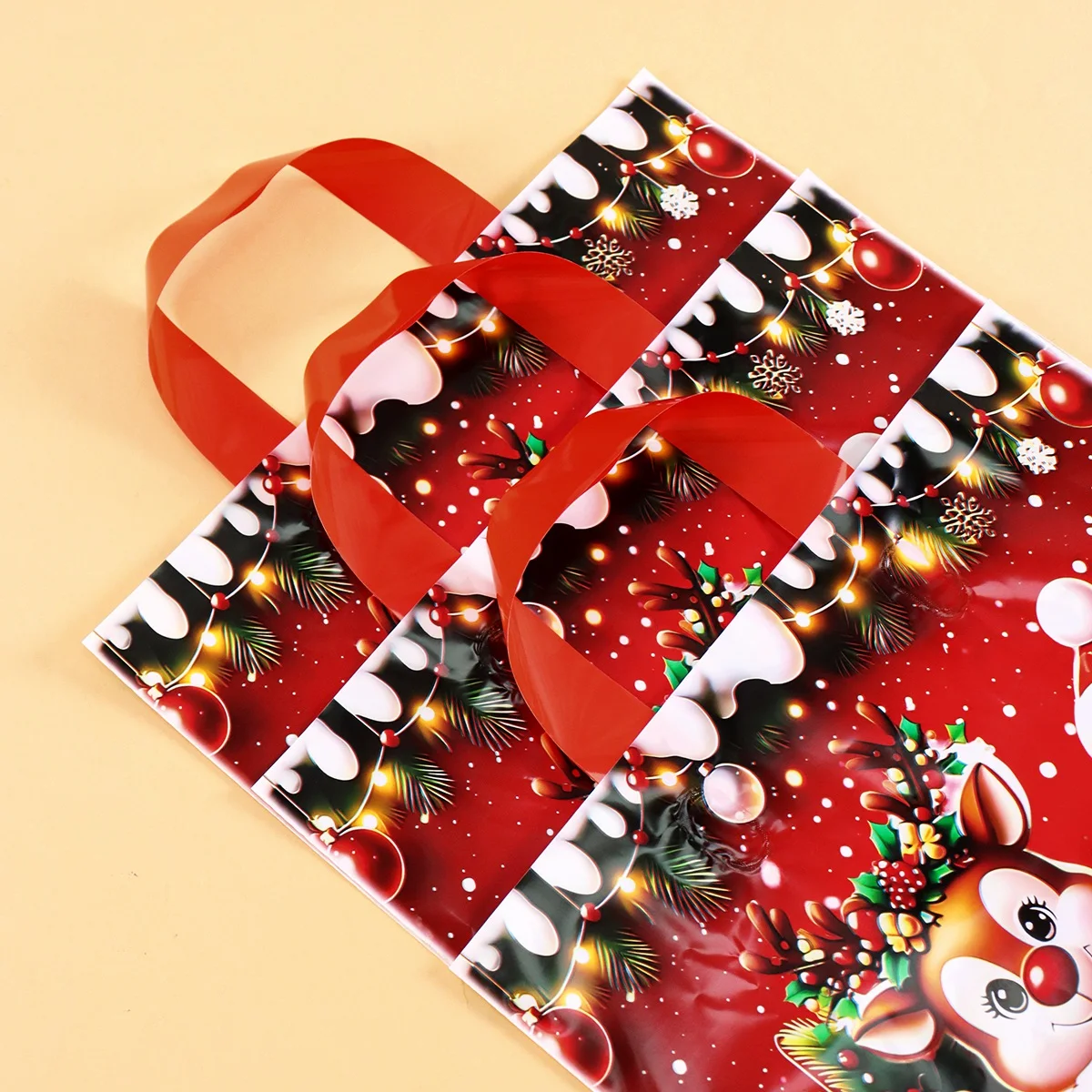 6 Stück Frohe Weihnachten Geschenktüten Santa-Elch-Tragetaschen Navidad Natal Weihnachtsdekoration für Zuhause 2026 Neujahrsgeschenk-Verpackungstaschen – Detail 4