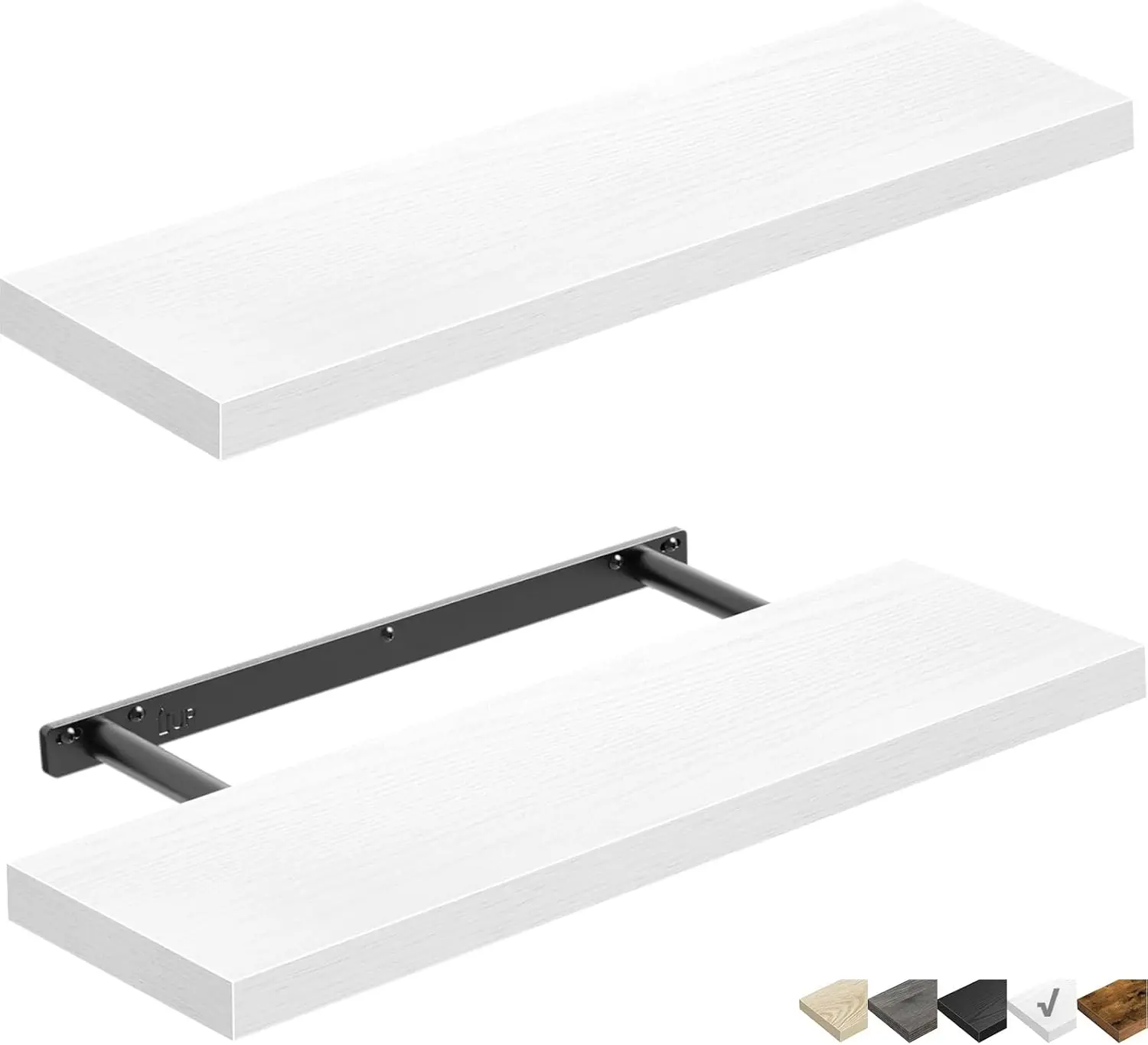 

23.6" Floating Shelves Set of 2, White - Wall Mounted for Bathroom Kitchen Living Room Bedroom Farmhouse Decor