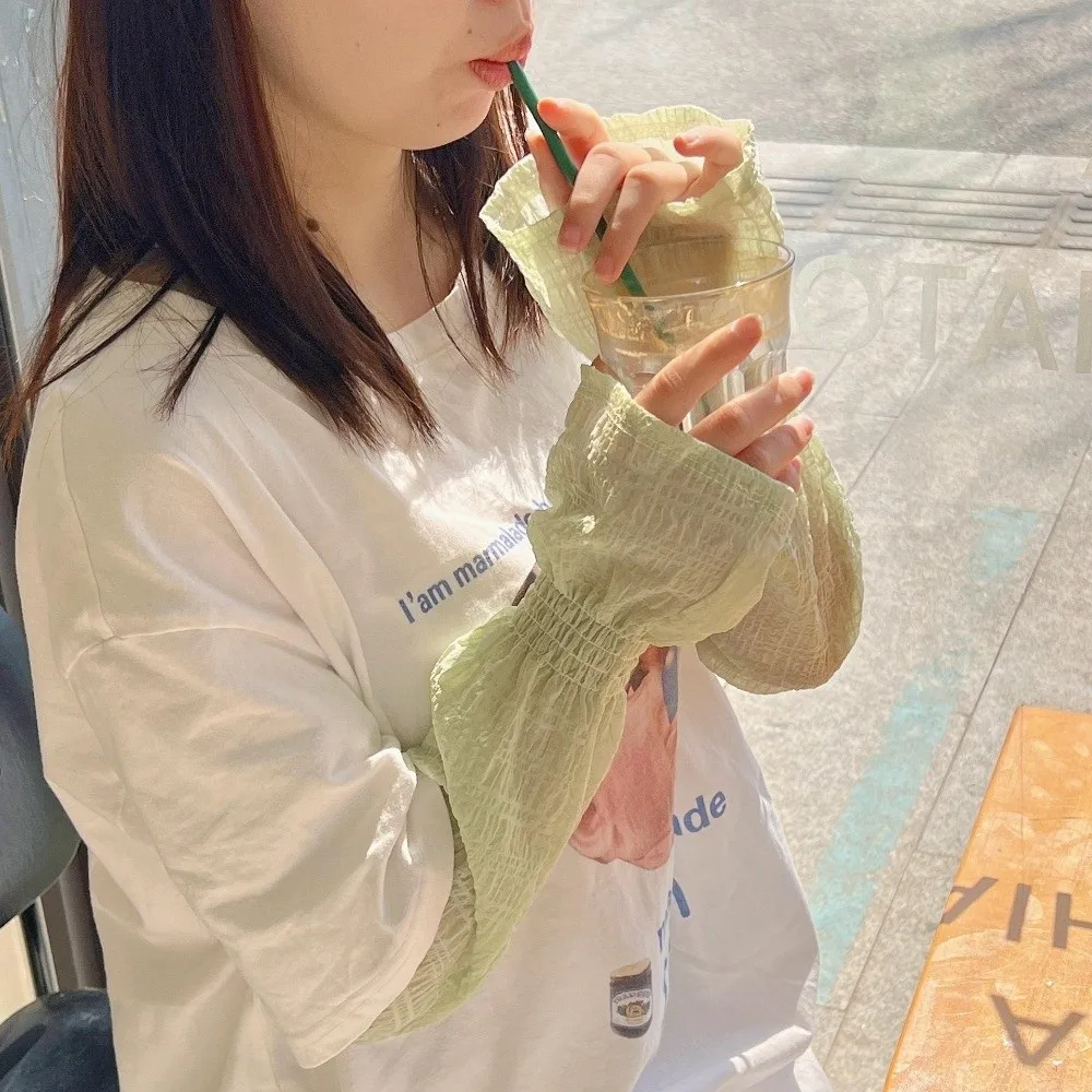Gradient Color Ice Silk Arm Sleeves Breathable Loose Fit Arm Sleeves Long Sleeve Elastic Sun Protection Arm Sleeves