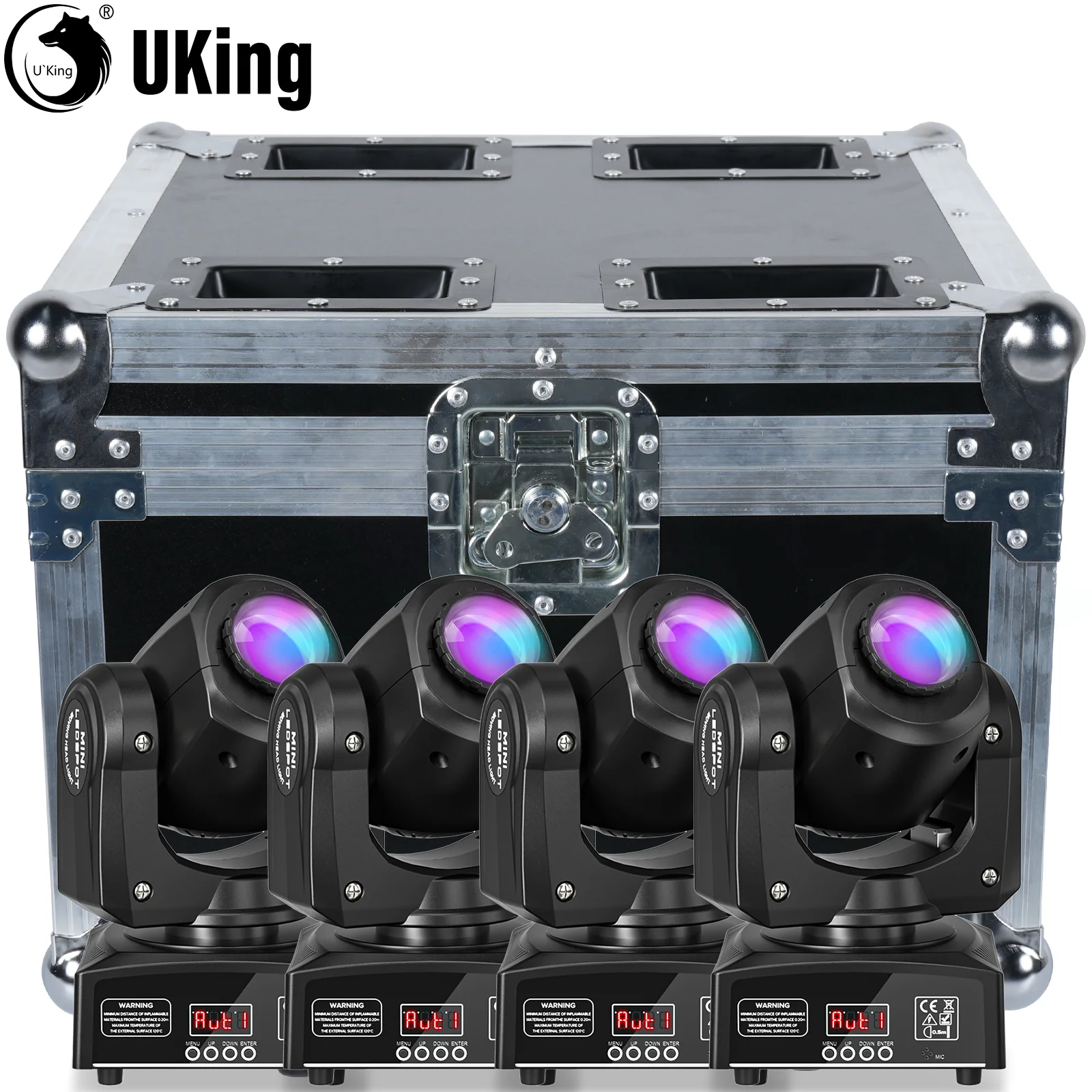 

U'King 4Pcs 30W Beam Moving Head Lights With Airline Case RGBW LED Stage Lights&Flight Case Set For Wedding Party Bar KTV Show