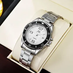 New Fashion Stainless Steel men quartz wristwatches Gold Sliver Luxury Brand Top Quality Men Quartz Watch Relogio(without box)