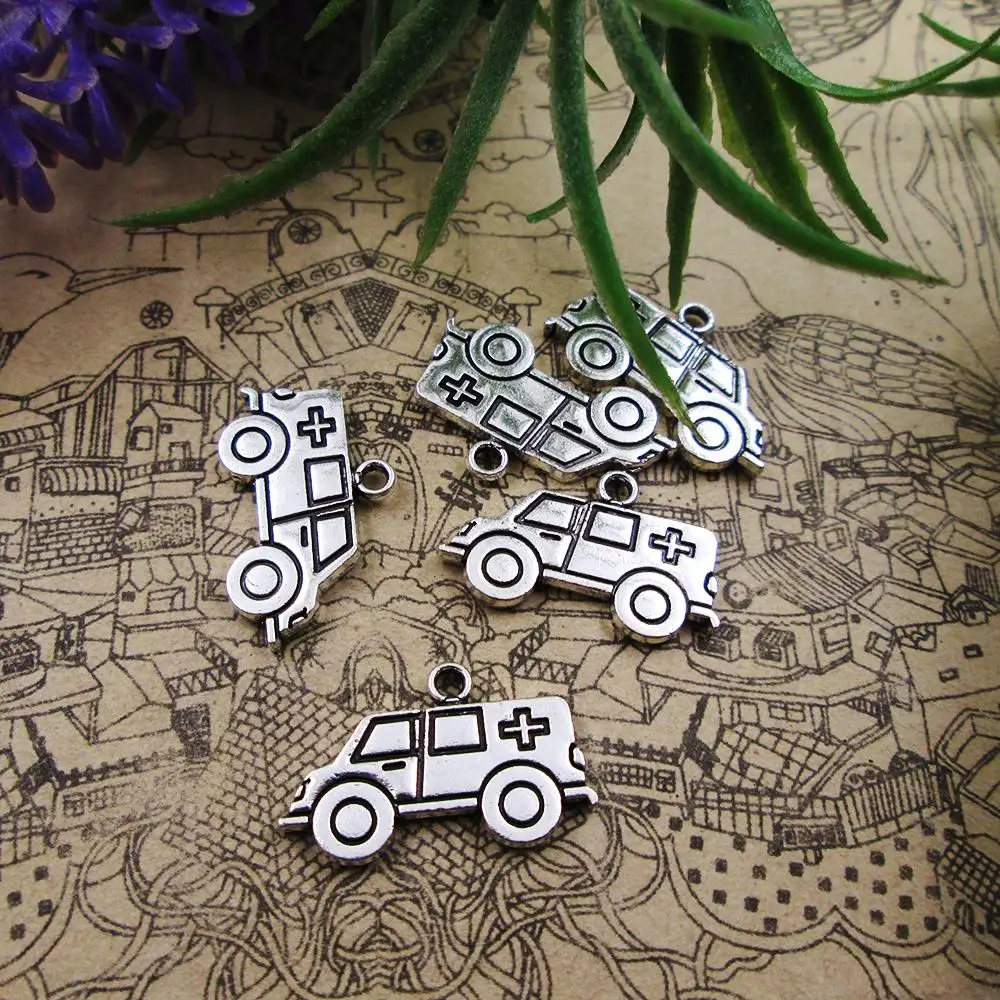 75pcs/lot--18*22mm Ambulance Antique Tibetan silver  Charms For Jewelry Making DIY Findings  Alloy Pendants