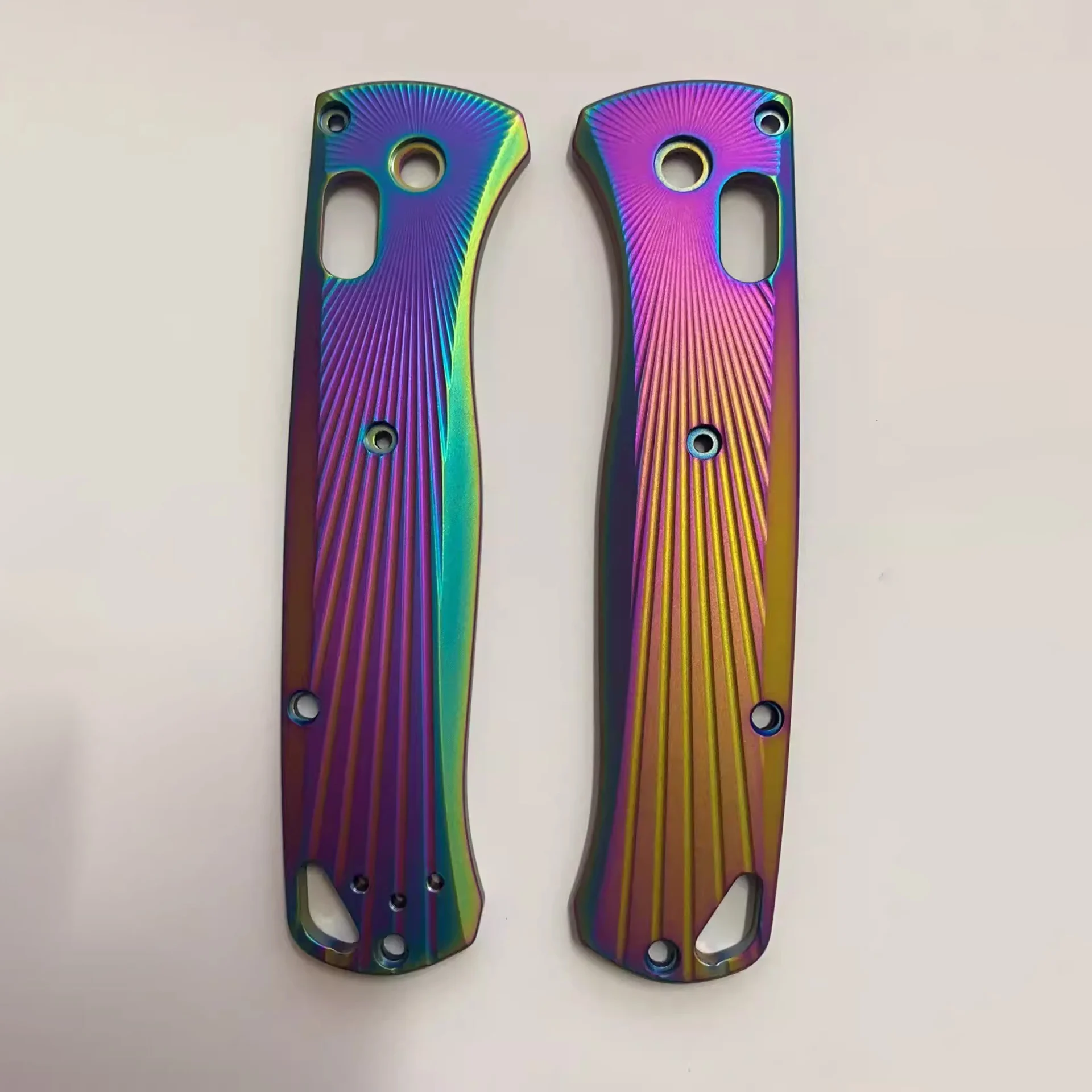 Imagem -03 - Personalizado Assado Titânio Faca Punho Escalas para Genuíno Benchmade Bugout 535 Facas Grip Faça Você Mesmo Fazer Parte Acessórios Colorido Novo