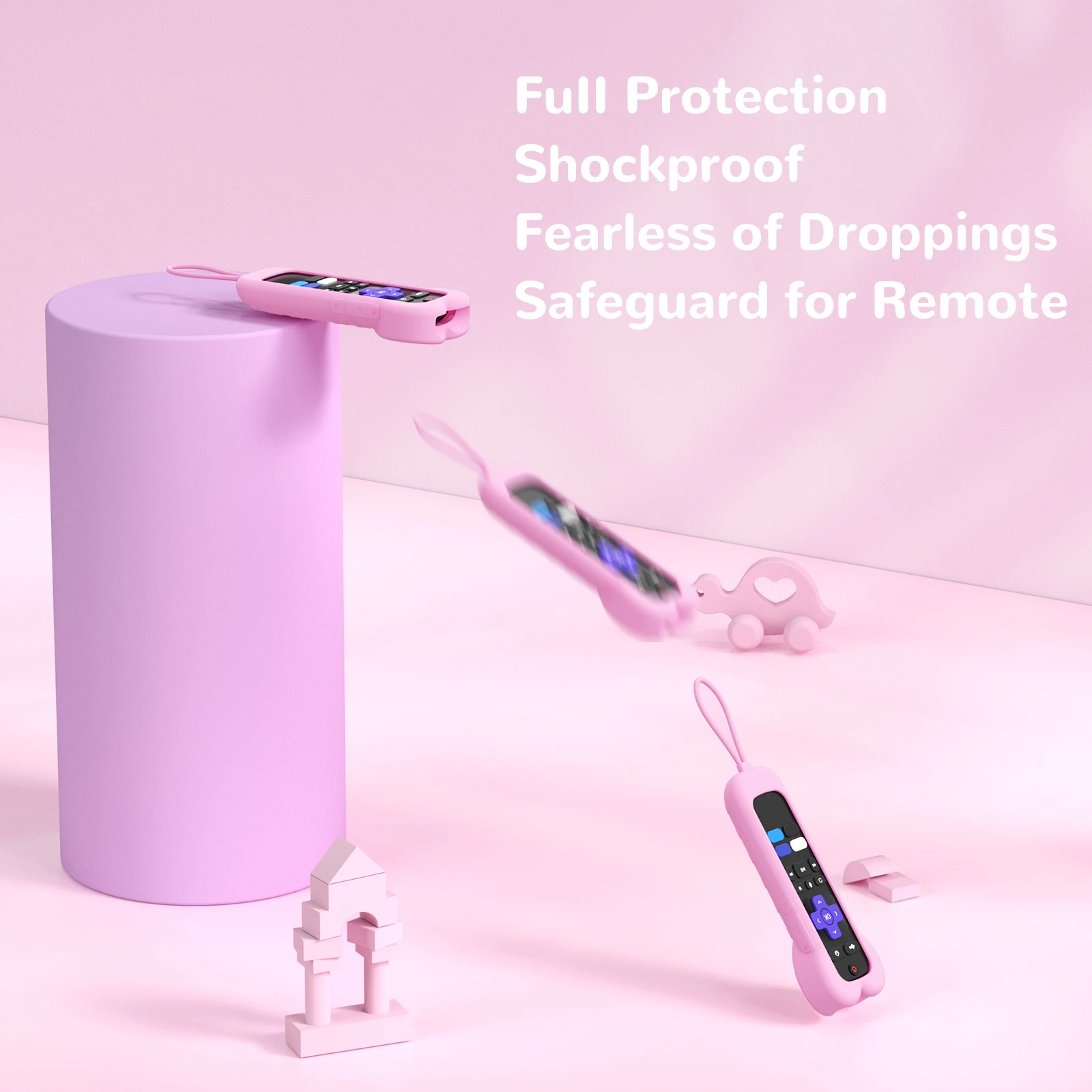 لطيف الحب القلب تصميم سيليكون غطاء لجهاز التحكم عن بعد ل Roku TV TCL HISENSE Express Streaming Stick 4K Premiere Streambar #5