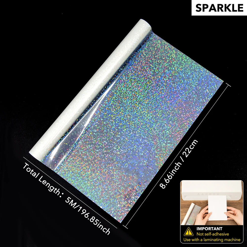 BOPP Holographische Vorbeschichtete Folie 22x500cm Transparent Wasserdicht Kratzfest Thermische Laminierfolie Rolle für DIY Papierhandwerk – Detail 10