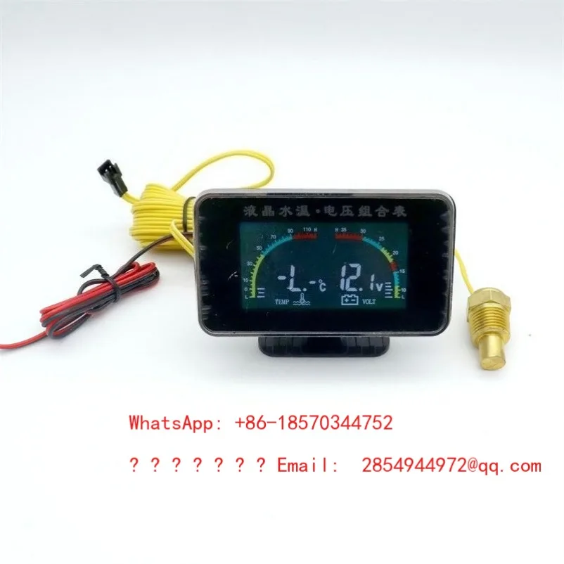 Universal 12V/24V Water Temperature Voltmeter for Trucks and Cars, Modified Digital Display Integrated LCD Instrument Cluster