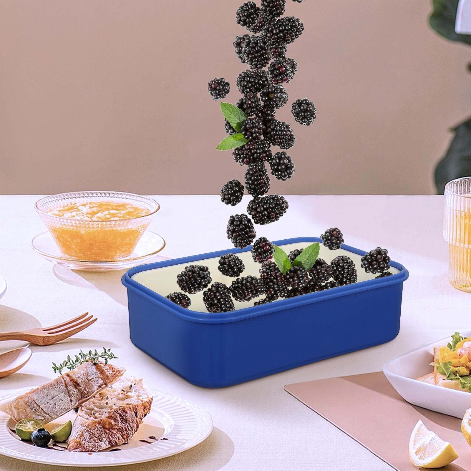 

1pcs Bento Box Lunch Container Compartments Leakproof Microwave Safe Freezer Friendly With Cutlery For School Office Picnic