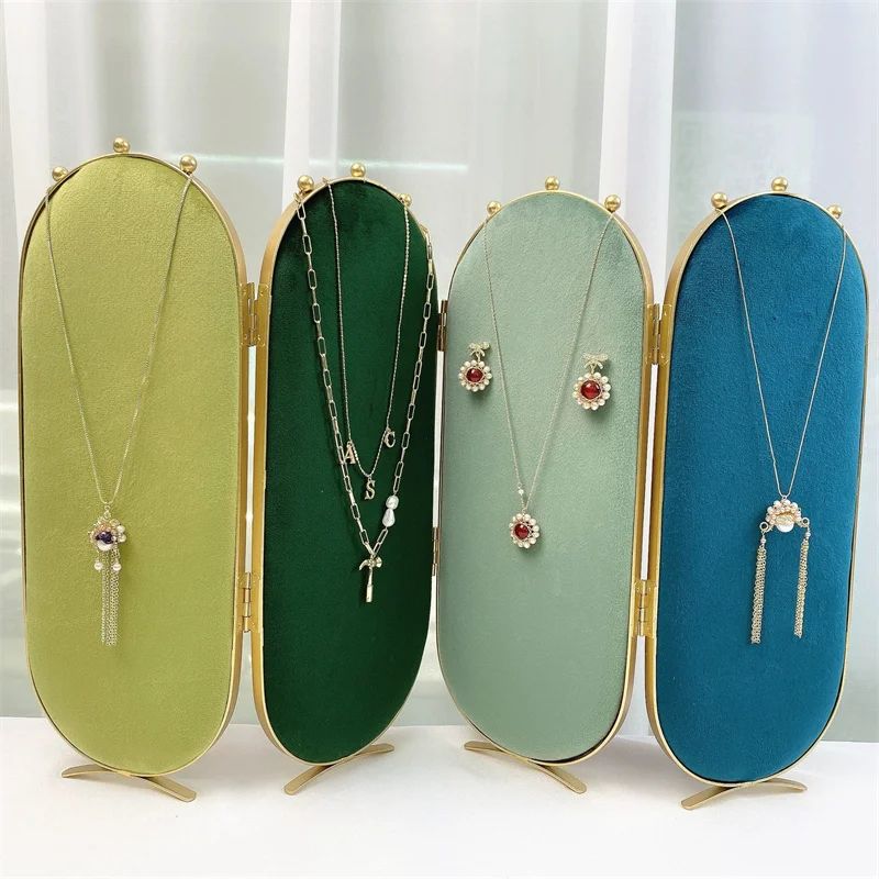 

Earring Necklace Pendant Hanging Stand 4-Door Screen Jewelry Display Shelf jewelry Organized Storage Rack for Home and store