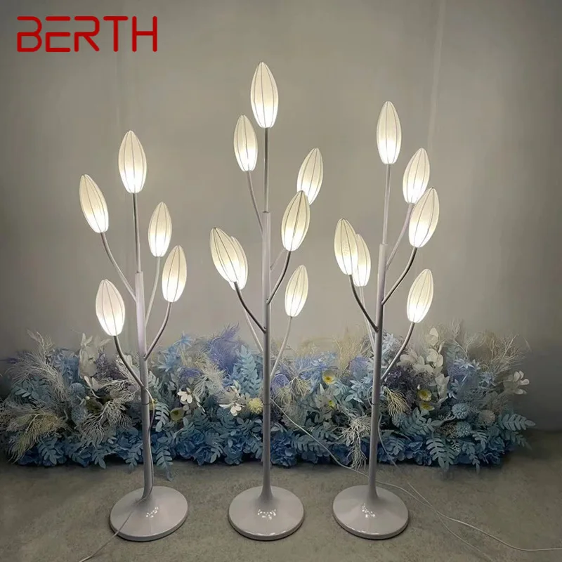 

BERTH Contemporary White Elegant Standing Lily Flowers Lamps Decoration Party Event LED Road Lead Wedding Lights