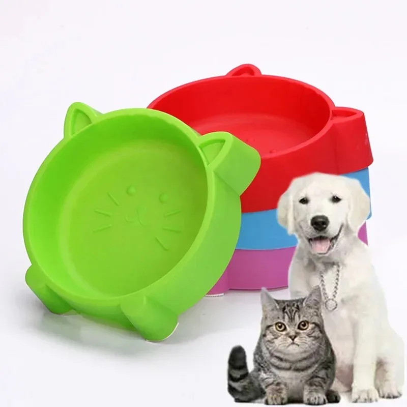 

Pet Bowl Feeders Creative Non-Slip Portable Plastic Cute Cat Face Multipurpose Cat Bowl Dog Bowls Water Bowls Pet Supplies