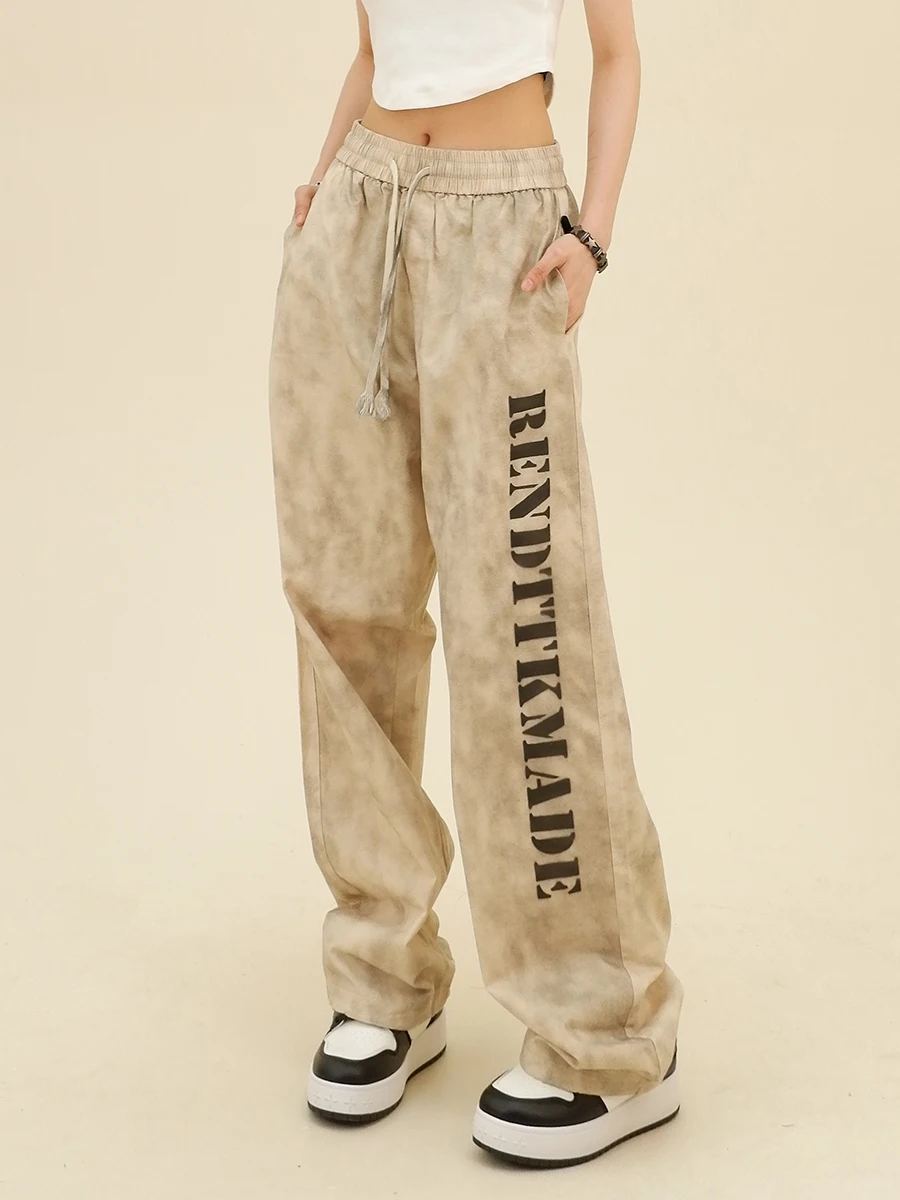 Wasteland Wind Dirty Leisure Pants for Women 2024 Spring New Loose BF American Fashion Brand