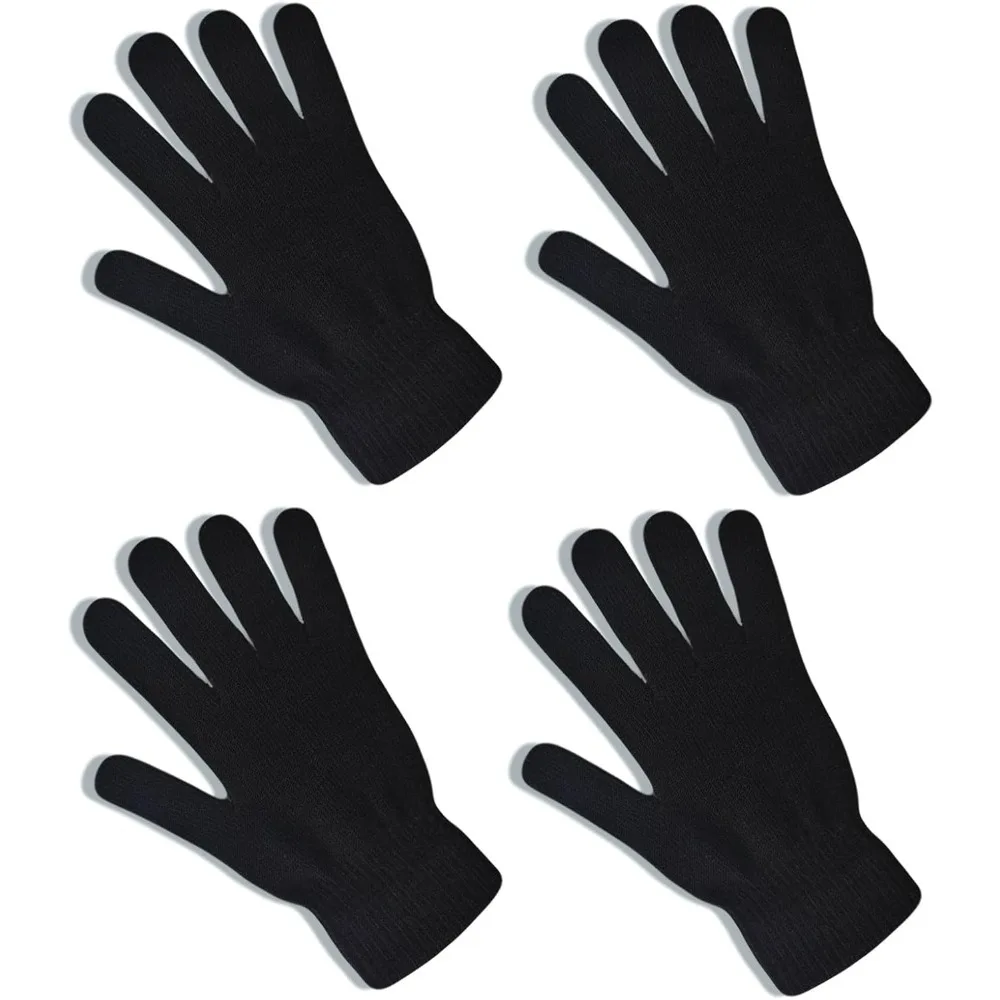 

2 пары зимних перчаток для женщин и мужчин, мягкая теплая подкладка, эластичные термочерные вязаные перчатки, варежки для холодной погоды