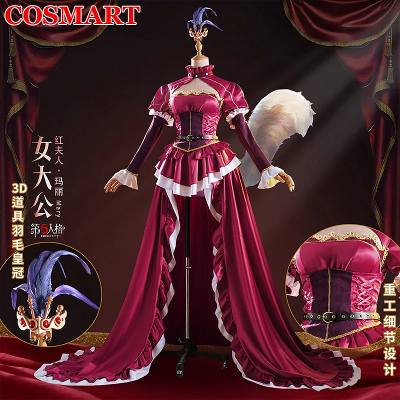 COSMART Game Identity V Archduchess Marie Mary Bloody Queen Qizhen Fashion Dress Uniform Cosplay Costume Halloween Party Outfit