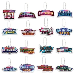 Anime Cartoon Ptcg Logo Full Series Card Acrylic Keychain Mobile Phone Pendant Charm Fashion Car Key Ring Hanging Jewelry Gits