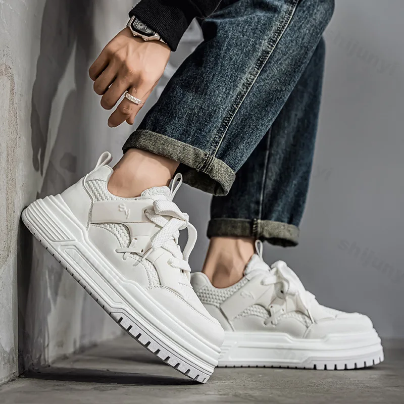 

Breathable Men's Casual Shoes Autumn New Comfort Outdoor Non Slip Platform Sneakers Height Increase Fashion Lace Up Board Shoes