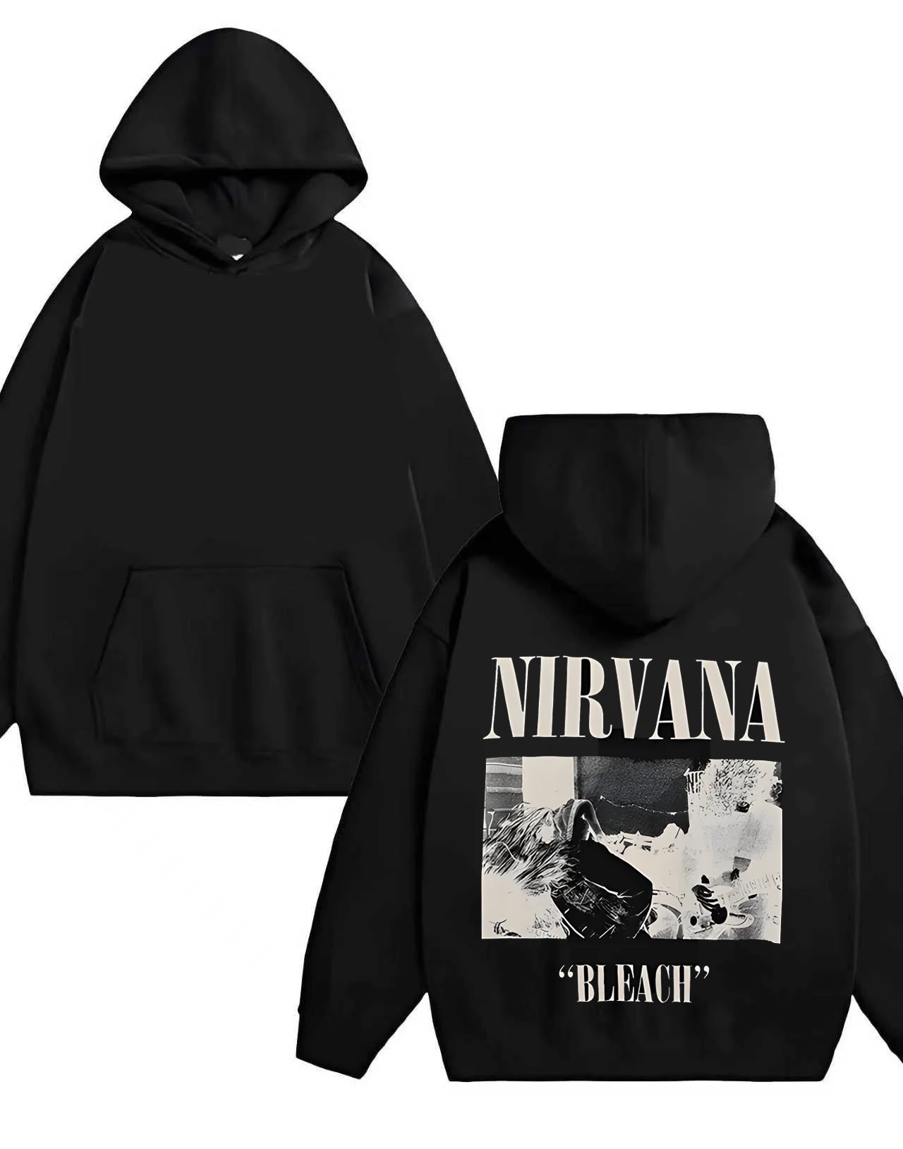 Nevane lixívia impressão hoodie 2025 novo 330g moletom preto pesado estilo grunge streetwear unisex casual pulôver das mulheres dos homens