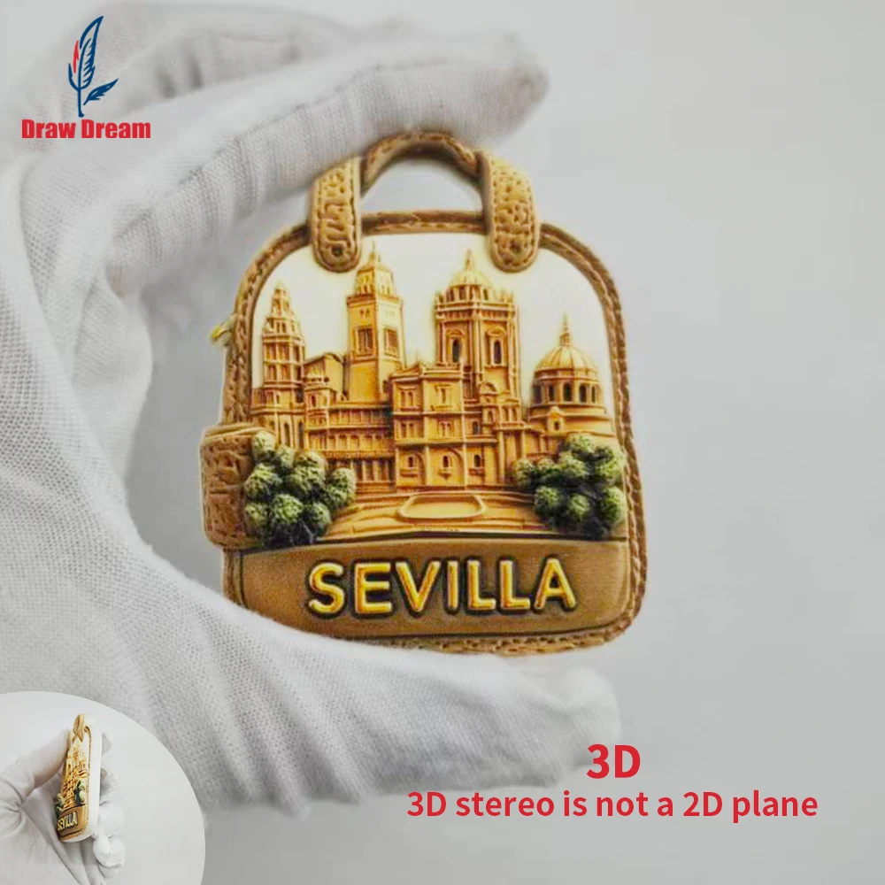 Imán para refrigerador Sevilla, colección de recuerdos de viajes por el mundo, adecuado para decoración del hogar y la oficina, imán magnético exclusivo personalizado para refrigerador, decoración del hogar, cocina, habitación, oficina, regalo artesanal p