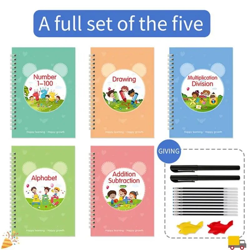 Reusable Grooved Writing Exercise Book Copybook To Improve Children's Handwriting Skills Ink Practice Ages 3-8 Years Old