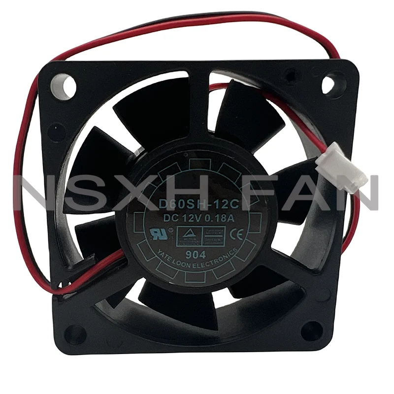 Ventilador de refrigeração do servidor de 2 fios, D60SH-12C, 12V, 0.18A, 60x60x20mm