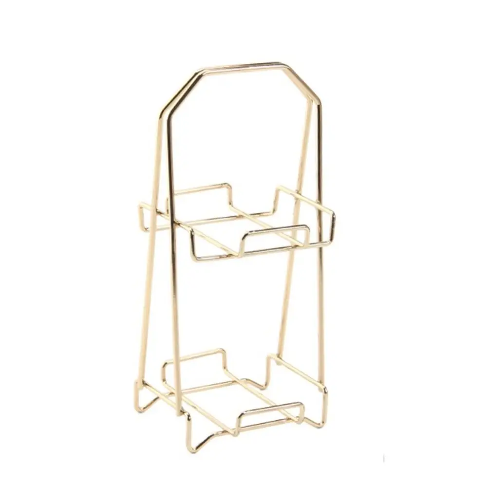 

Trendy Girls Double-Layer Organizer Metal Display Rack Cosmetic Puff Storage Rack Crystal Mineral Display Shelf Metal Frame