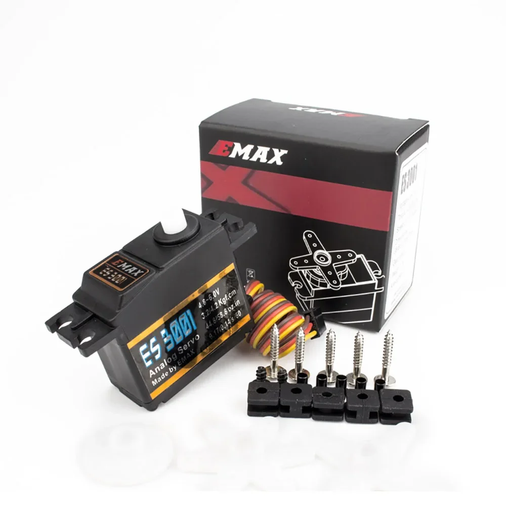 EMAX ES3001 RC 자동차 보트 헬리콥터 고정 날개 비행기 로봇 용 4.8-6.0V 43g 플라스틱 기어 아날로그 서보