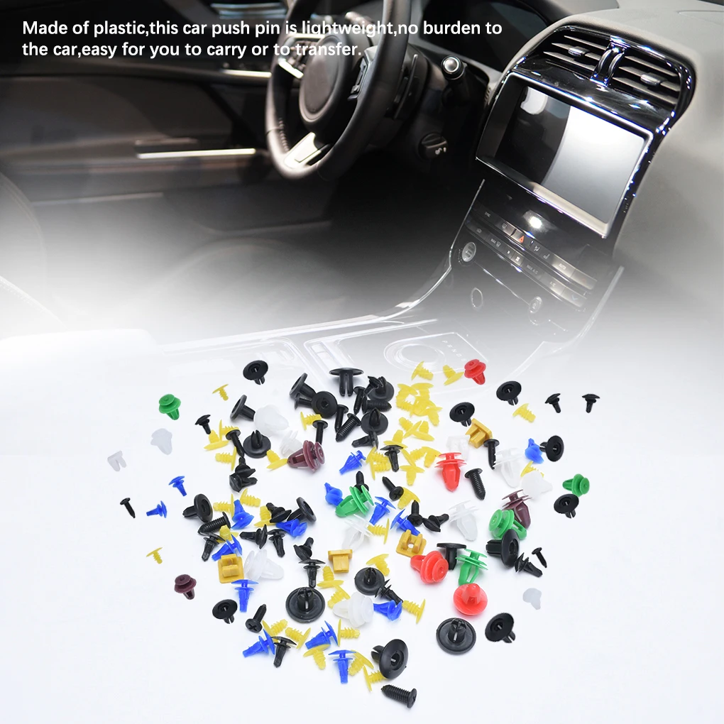 100/200pcs Fender Retainer Clips Portable Bumper Assortment Door Panel Splash Shield Push Pins Automotive Random Color Size