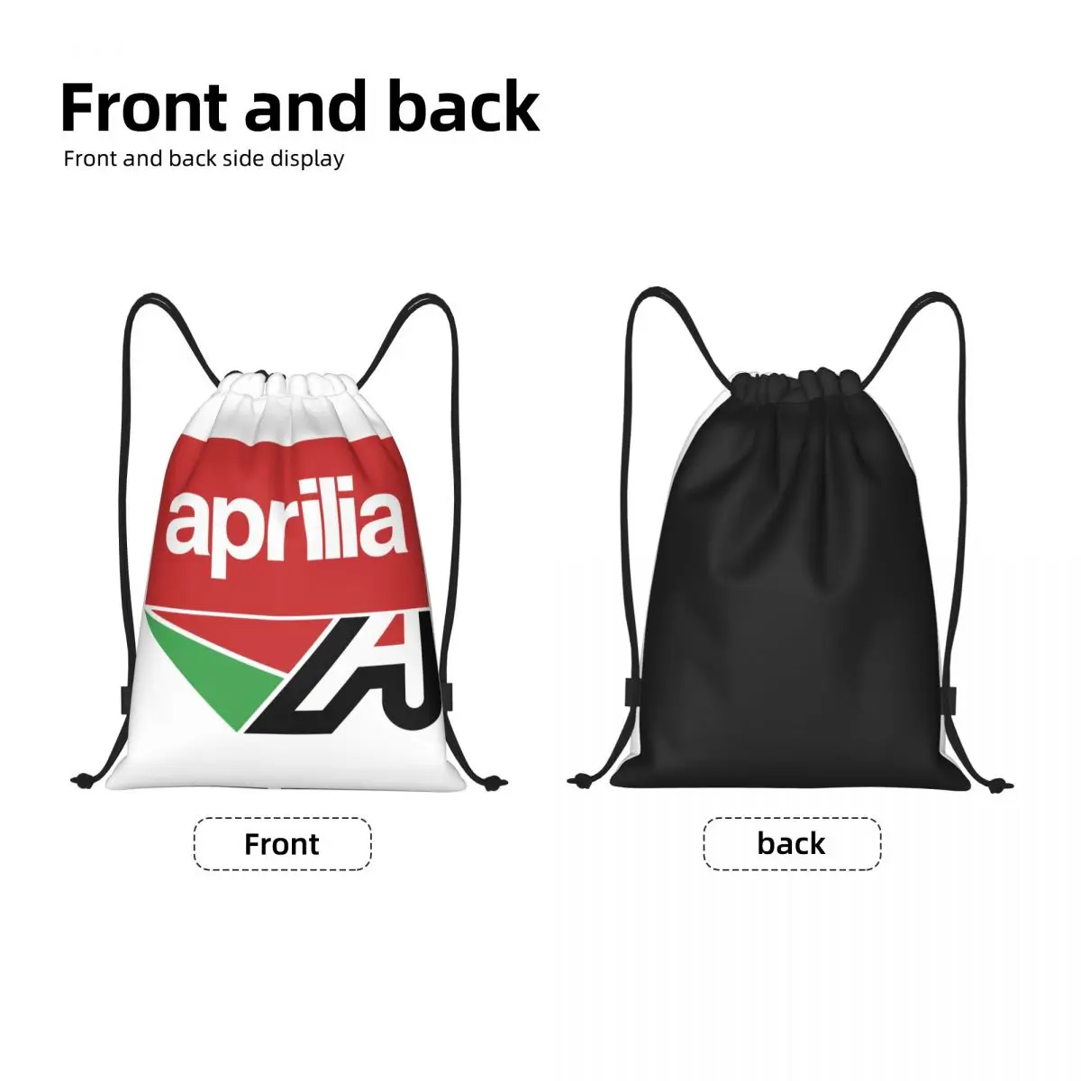 Custom Aprilias Racing Motorcycle Drawstring Backpack Women Men Sport Gym Sackpack Foldable Shopping Bag Sack