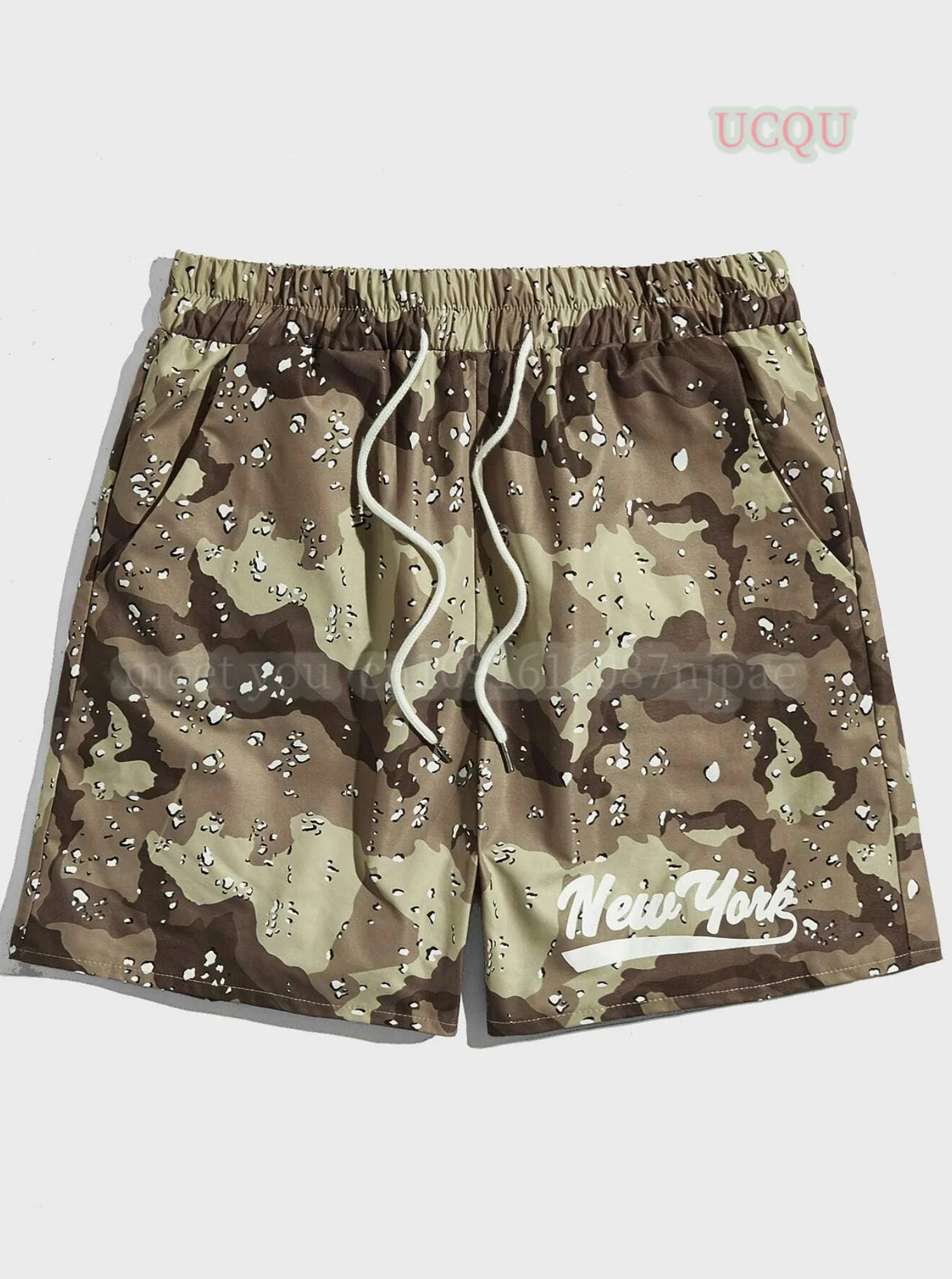 2025 Women American camouflagNEW YORK  Printing Short Pants Hawaiian Beach Shortslady Seaside Beach Casual Shorts Women Clothing
