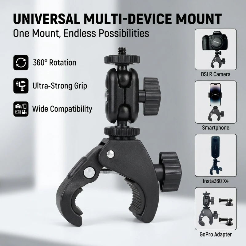 For Gopro Camera Clamp Mount Motorcycle Handlebar Support Ho