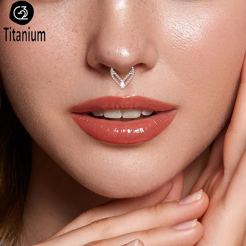 

ASTM F136 G23 Titanium Heart Nose Rings Septum Clicker Hoop 16G CZ Hinged Tragus Cartilage Helix Piercing Earrings Body Jewelry