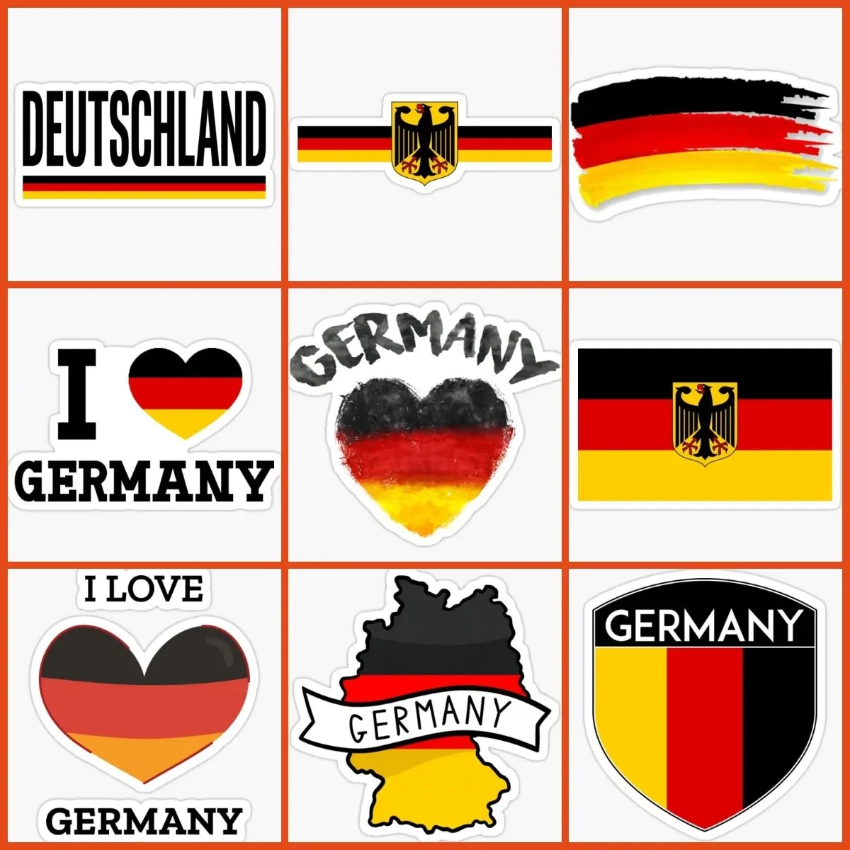 

Germany DE Flag Map Love Sticker Bicycle Vinyl Motorcycle Laptop Accessories Truck Window Van Decoration Decals Customizable
