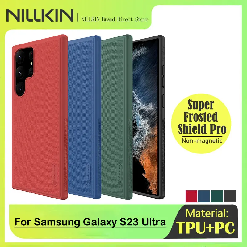 

Чехол Nillkin для Samsung Galaxy S23 Ultra, чехол Super Frosted Shield Pro, чехол из ТПУ для ПК, роскошная противоударная задняя крышка Samsung S23 Ultra