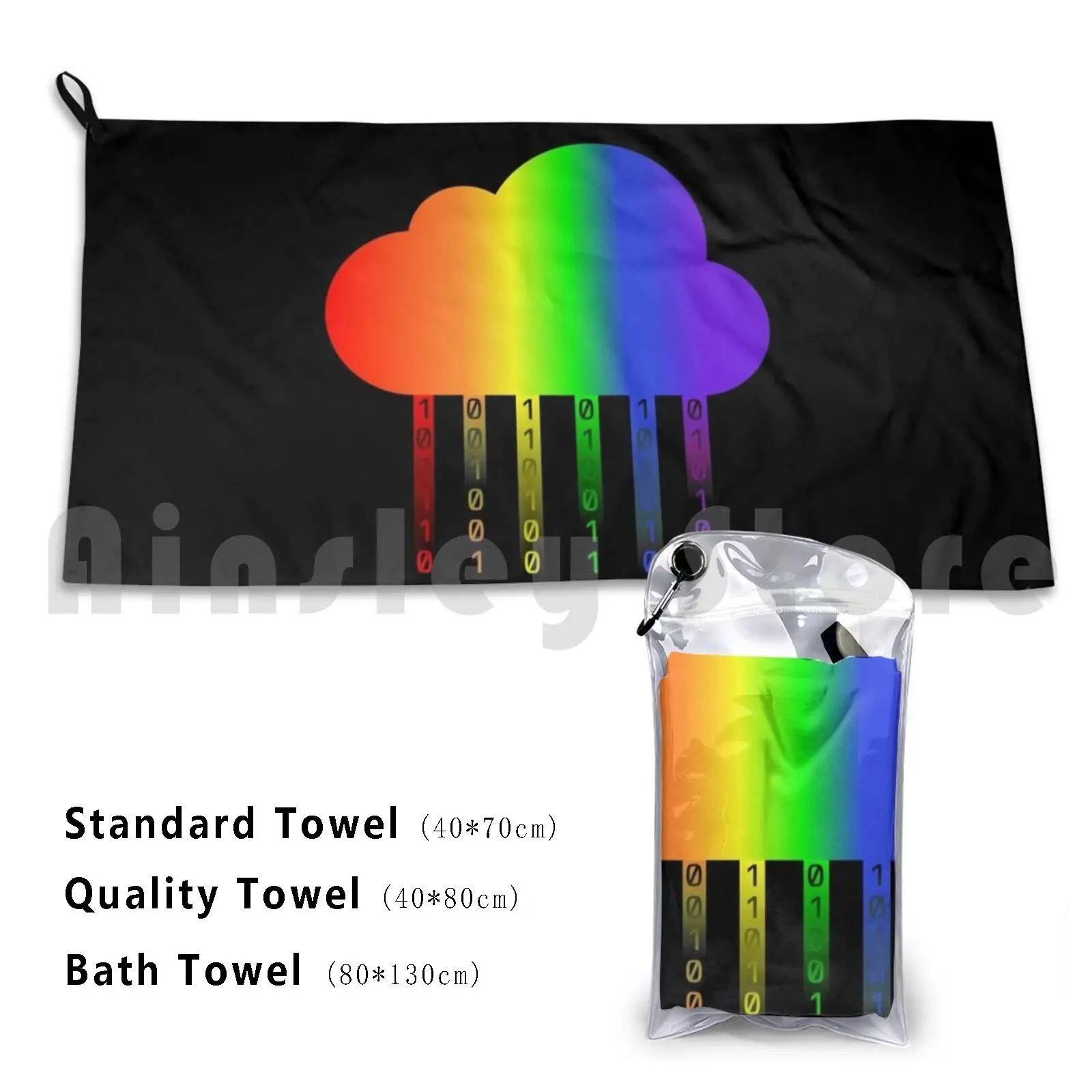 Rainbow Connection / Cloud Data ( Full Rainbow ) Bath Towel Beach Cushion Cloud Data Internet Things