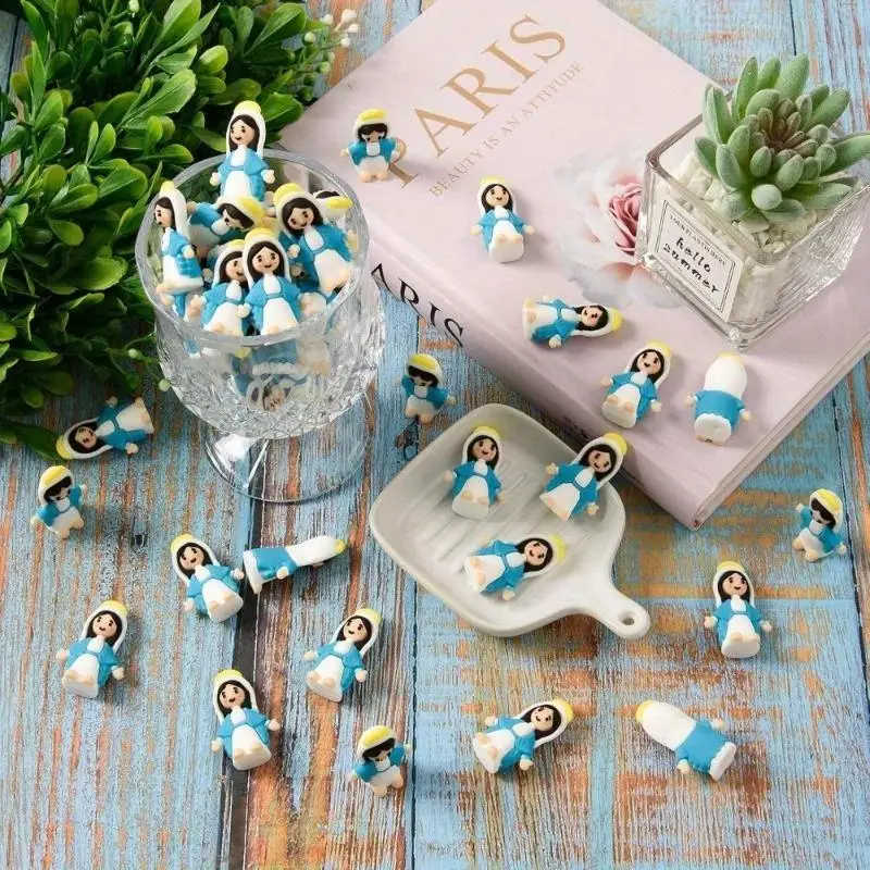 10pcs Mini Virgin Mary Statues Religious Easter Egg Fillers Christmas New Year Decor Baptism Gifts Non Electric Seasonal