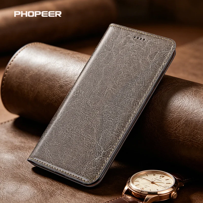 Luxury Genuine Leather Case for Ulefone Armor 34 33 30 28 27 26 25 24 23 22 T Pro Plus Horse skin texture card pack phone case
