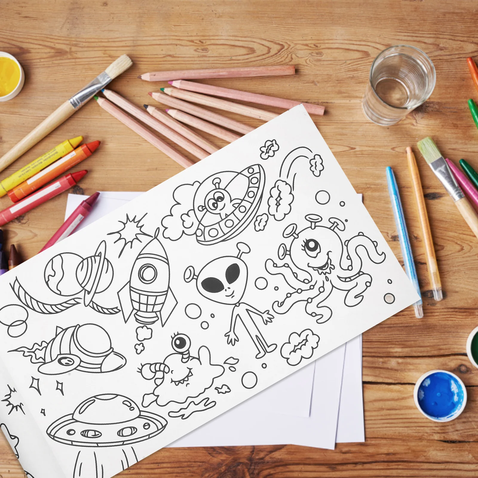 Riesige Malrolle mit Weltraum-Thema, Kinder-Zeichenpapierrolle, einfaches Ausmalen, wandfreundlich, DIY, kreative Kunst, frühes Lernen