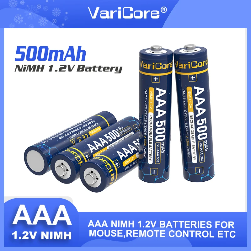 Batería recargable AAA 1,2 v NiMH 500mAh para ventilador eléctrico de mano, linterna eléctrica juguetes Control remoto