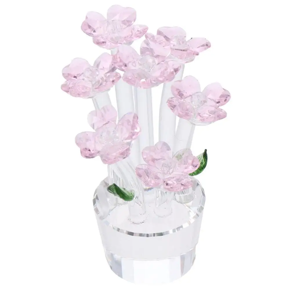 Crystal Flower Statue Decoration Seven Flowers Pink/Blue/Green/Purple/Mixed Colors Crystal Flower Decoration