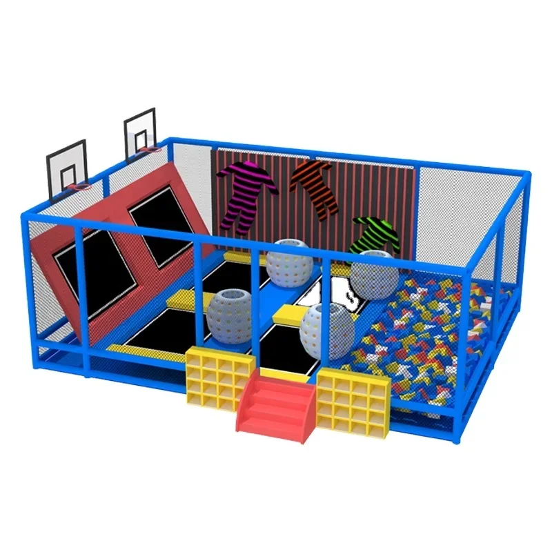 6 * 8M trampoline park indoor playground, with safety net ball pool sticky wall