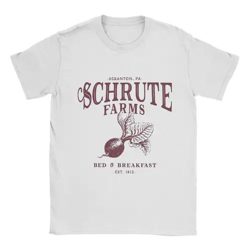 Camiseta de moda The Office para hombre, camisetas de algodón puro con cuello redondo, camisetas de manga corta Schrute Farms, ropa Idea de regalo